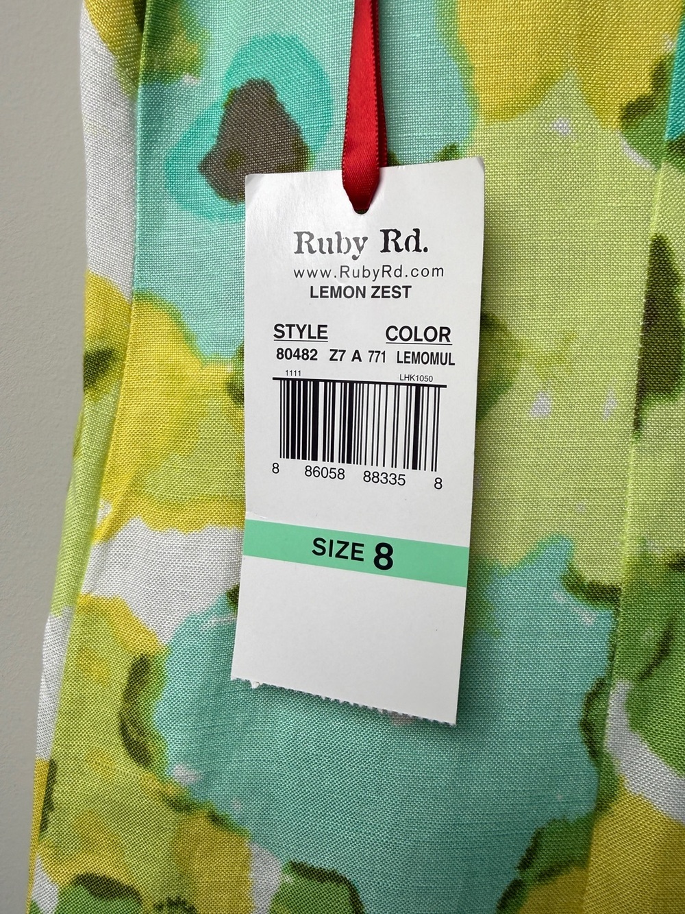 NWT Ruby Rd Yellow Watercolor Floral Beaded Linen Shift Dress Summer Resort Sz 8 - Picture 5 of 8